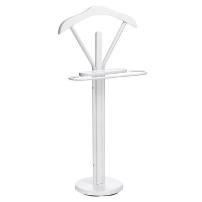 Relaxdays - Valet De Chambre Bois & Métal Blanc - Portant à Vêtements Pour Costume, Pantalon - 110x46x19 Cm