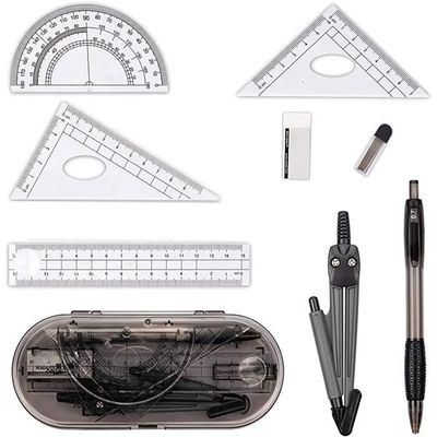 Kit Géométrie Mr. Pen - Boussole + Rapporteur 180° - Pour élèves, étudiants, Dessin Technique - Portable Et Précis