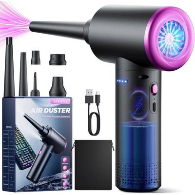 Souffleur D'air Comprimé Sans Fil GARAID - 3 Vitesses (jusqu'à 150 000 Tr/min) - Batterie 6000mAh, Recharge Type-C - LED Intégrée - Pour Nettoyer PC, Clavier, Voiture