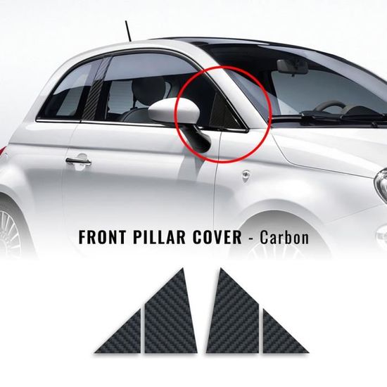 Autocollants Stickers Intérieurs Phares Abarth et Fiat 500, Carbone, Droite et Gauche