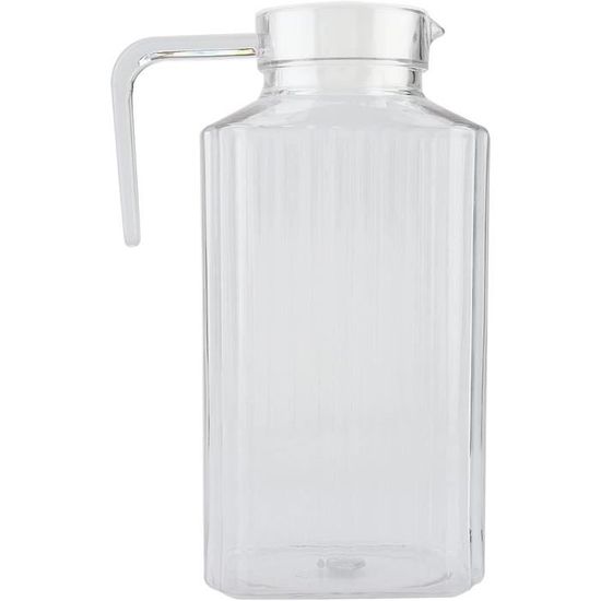 Pichet à Jus En Acrylique Avec Couvercle - 1,8 Litre, Design Côtelé Et Poignée Confortable