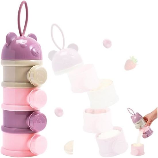 Distributeur De Lait En Poudre Portable - 5 Compartiments Empilables - Sans BPA - Idéal Pour Voyages, Bébé