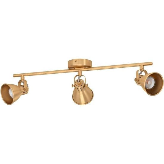 Rail Spot EGLO Lurone 4 Spots Orientables Métal Noir Et Laiton - Plafonnier E27