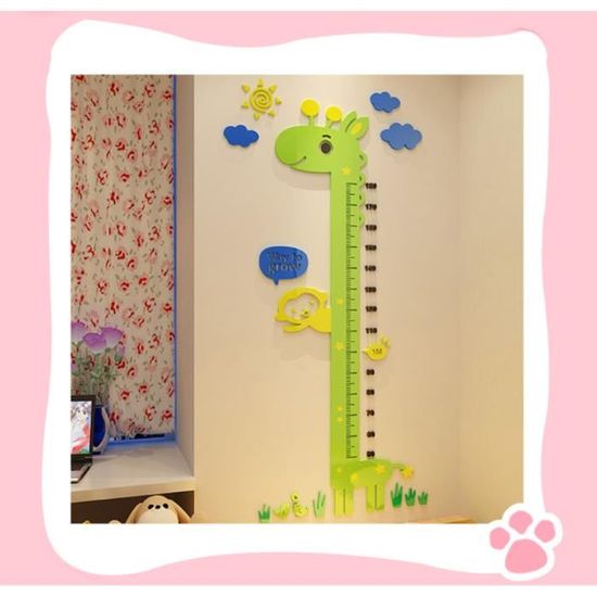 Tableau De Croissance Vintage Ulster Girafe - Lin Irlandais - MCM - Suspension Murale