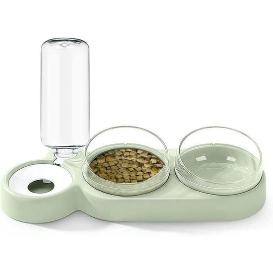 Distributeur Nourriture + Eau Chat 2 En 1 - Fontaine Et Gamelle Automatique Sans électricité - Grande Capacité - 9