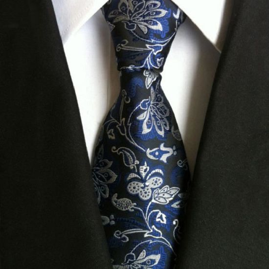 CRAVATE Homme - Cravate cravate en jacquard de soie polyester style 2 - noir YT™