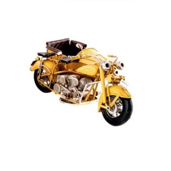 Réplique Moto Side-car Vintage - Métal Bleu 19 Cm - Neuve