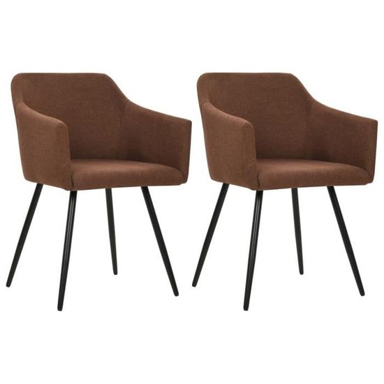MEU;3782Excellent Lot de 2 Chaises de salle à manger Chaise de Salon Scandinave - Chaises à dîner Design Moderne Marron Tissu