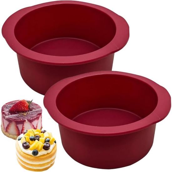 Moules à Gâteau En Silicone - Lot De 2 - 18cm - Ronds - Antiadhésifs - Pour Cheesecake, Mousse, Quiche - KEYFIVE