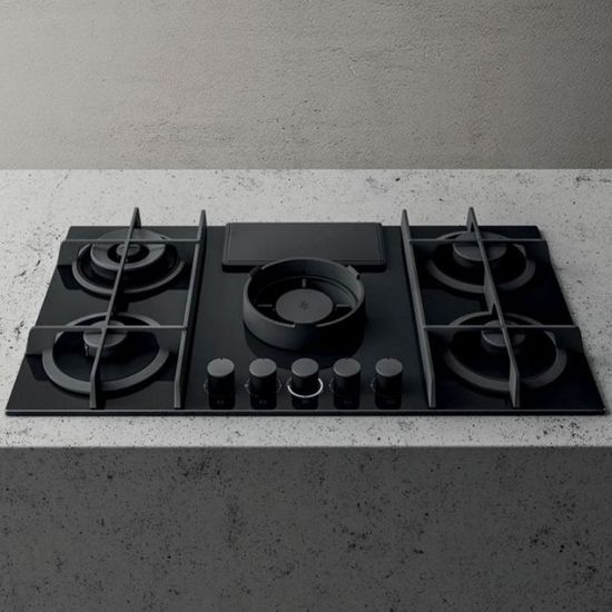 Plaque de cuisson gaz avec hotte intégrée Elica NIKOLATESLA FLAME 88cm Évacuation Noir
