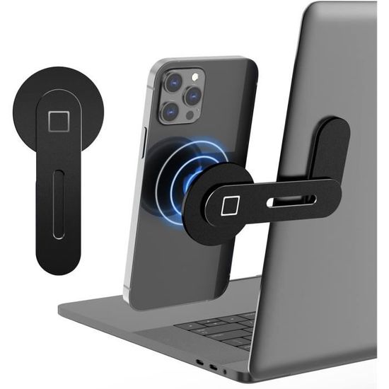 Support Magnétique Pour Téléphone Sur Ordinateur Portable - Clip Latéral, Aluminium - Compatible IPhone/Android - 3