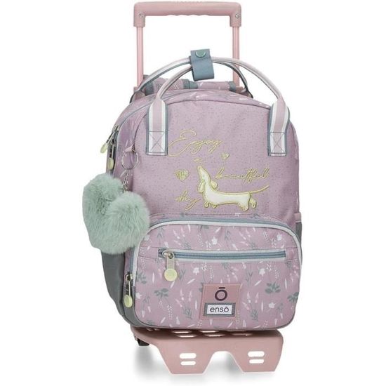 Enso Bonjour Pink Vorschulrucksack – 23x28x10 Cm, Polyester, Mit Eiffelturm-Design Und Bommel