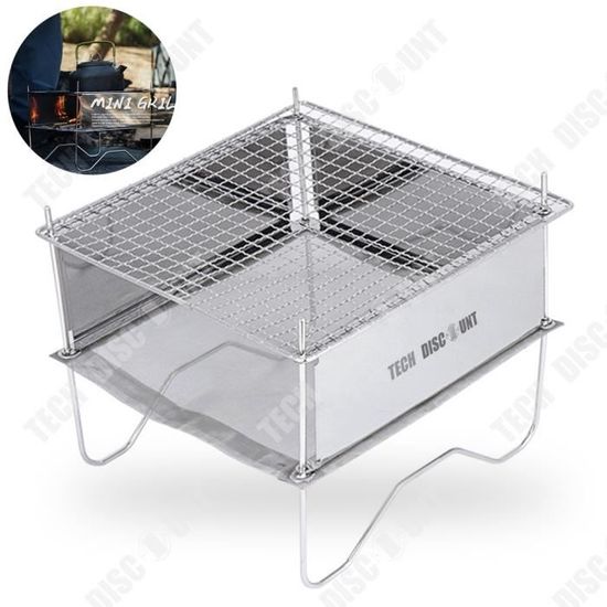 Petit Poêle De Poche Pliable - Pour Camping, Randonnée, Barbecue - Combustible Solide, Bois, Alcool - Compact Et Léger