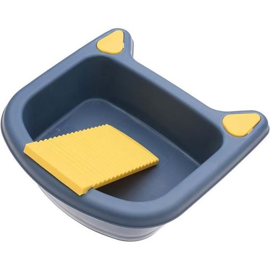 MagiDeal Lavabo à Linge Portable Avec Planche à Laver - Seau Gris Pour Lavage à La Main De T-shirts, Sous-Vêtements Et Petits Articles