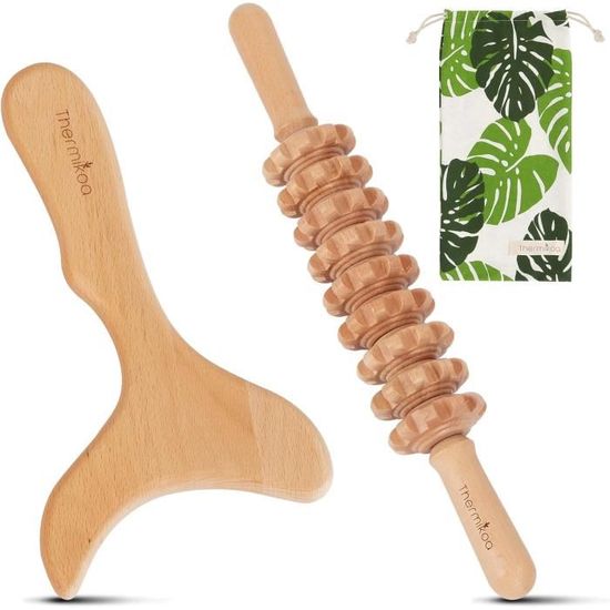 Rouleau De Massage Anti-cellulite Maderothérapie - Drainage Lymphatique Manuel - Bois Et Acier