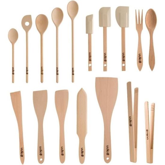 6 Ustensiles De Cuisine En Bambou - Lot De Spatules Et Cuillères 30 Cm, Anti-rayures, Pour Cuisson Et Service - 7