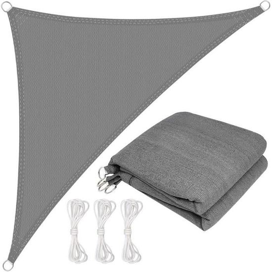 3X3X3M Voile D'Ombrage Triangulaire, Imperméable Toile Ombrage Triangle, Voile Dombrage