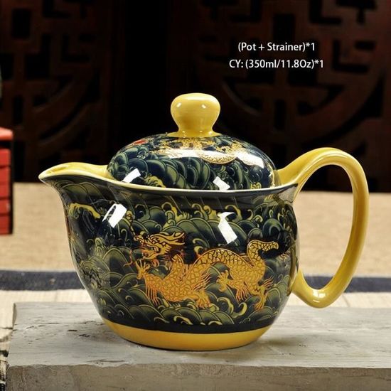 Théière Chinoise Céramique 210 Ml – Avec Infuseur, Style Rétro, Multicolore