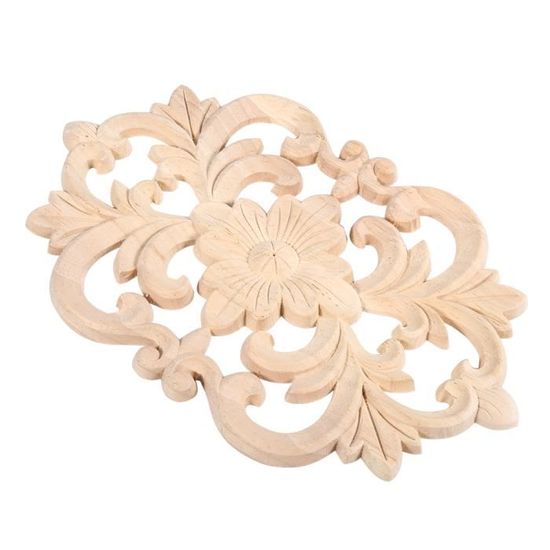 MUXSAM Appliques D'angle En Bois Sculpté - Lot De 2 - Dimensions 18x9 Cm - En Chêne Non Peint - Décoration Meubles, Portes, Armoires Style Vintage