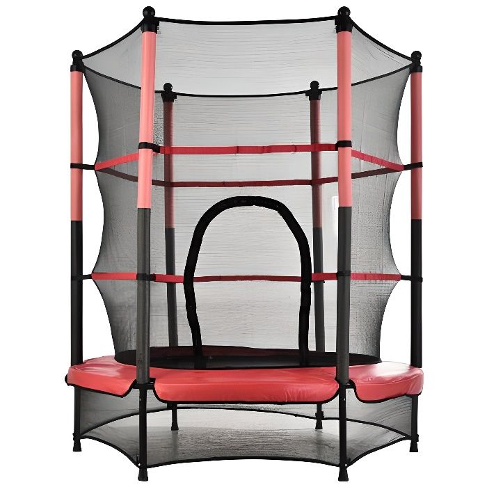 Trampoline de jardin 140cm filet de sécuritépour Enfants, Charge maximale 50kg Rose