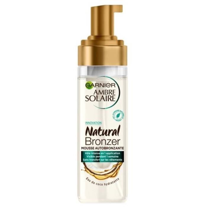 AMBRE SOLAIRE Garnier Mousse autobronzante transparente Enrichie à l'Huile de Coco - 200 ml