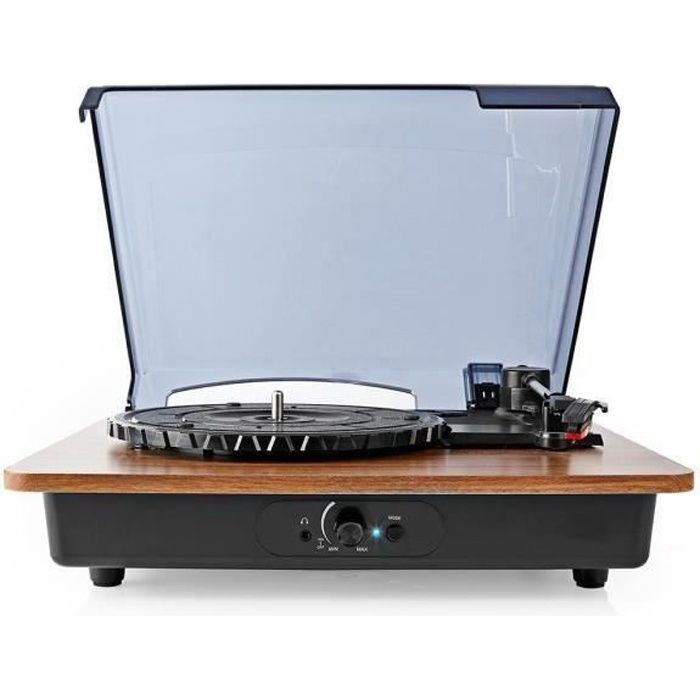 Platine Vinyle Bluetooth 33 rpm / 45 rpm / 78 rpm Courroie Stéréo RCA Bluetooth® 9 W (Pré) amplificateur intégré MDF BOIS