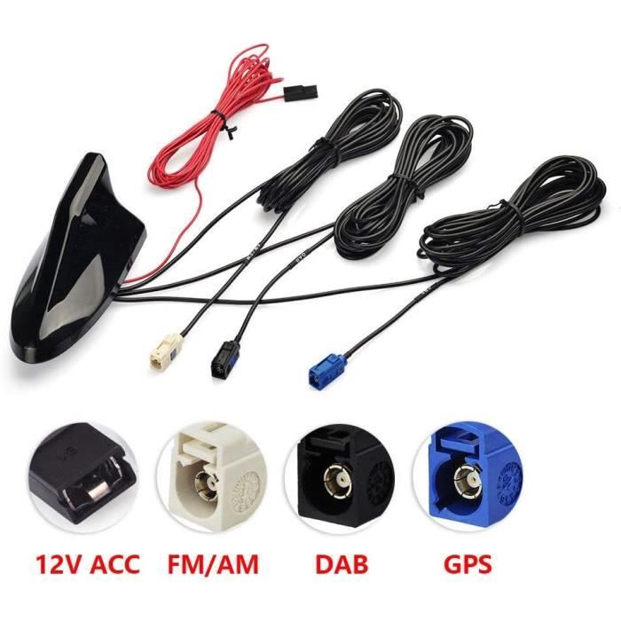 Eightwood Antenne Dab Antenne FM Antenne Voiture Adaptateur Antenne Autoradio Fakra AM/FM Antenne GPS Toit Amplificateur Signal Ante
