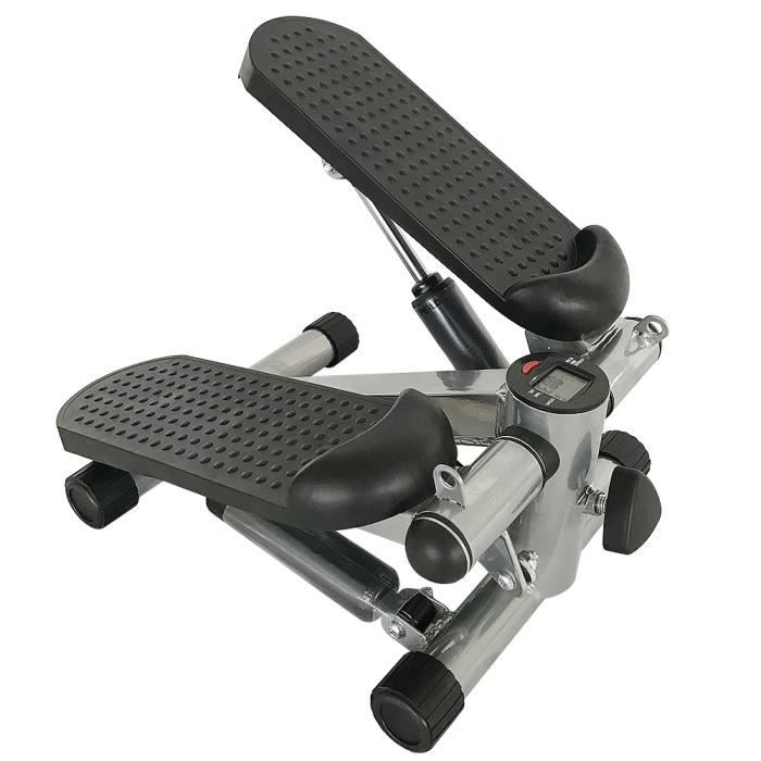 Mini Stepper Twister Fitness D'appartement Portantes Hydraulique capacité max. 150kg Réglable Noir/Gris