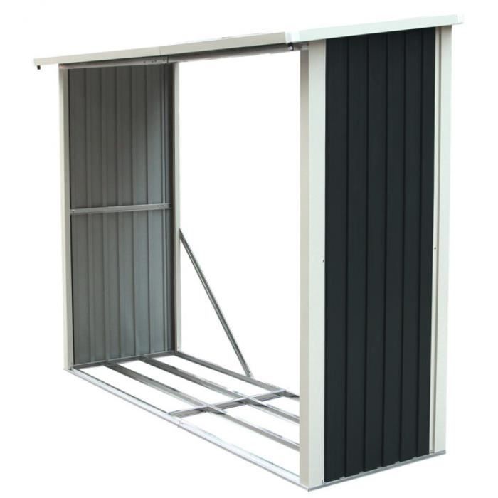 Abri bûches en métal gris anthracite 3 stères