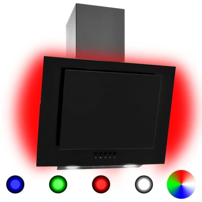 Hotte aspirante Hotte îlot avec LED RVB 60 cm Acier inoxydable et verre trempé♩13936
