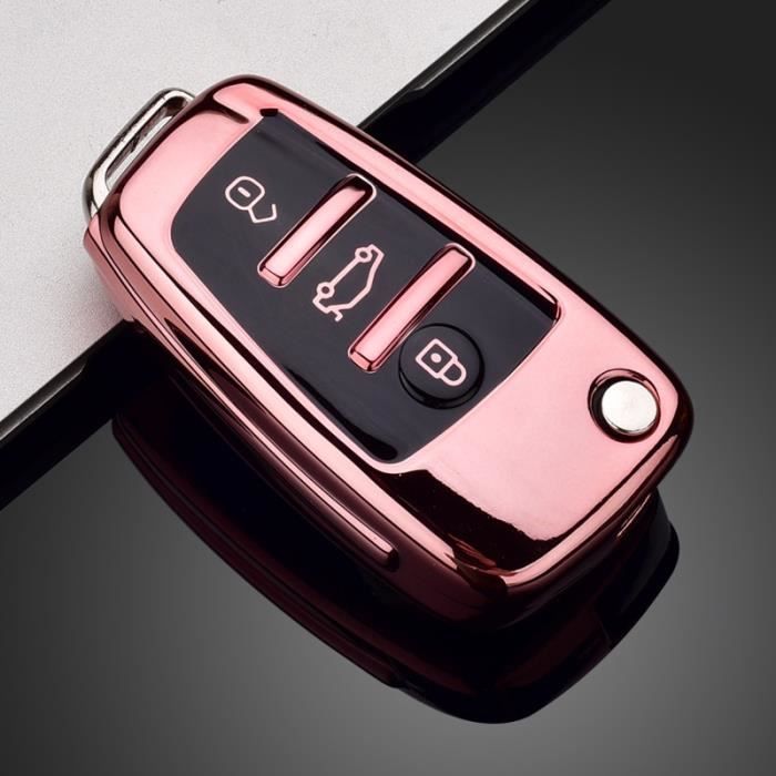 Nouvelle Arrivée TPU Voiture Pliante Etui Clés Pour Audi A3 8L 8P A4 B6 B7 B8 A6 C5 C6 4F RS3 Q3 Q7 TT A-pink
