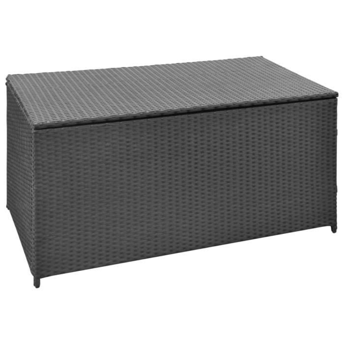 Boîte de rangement de jardin Coffre de jardin Noir 120x50x60 cm Résine tressée