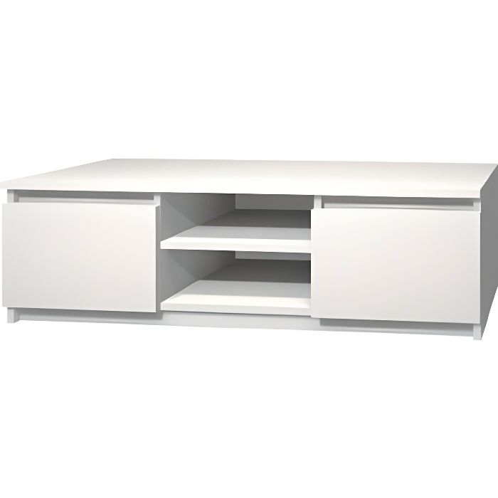 3xEliving Meuble TV classique et minimaliste Demi blanc 120 cm