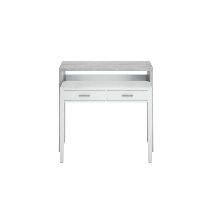 LUZETE - CONSOLE DE BUREAU HALMSTAD Ciment Et Blanc