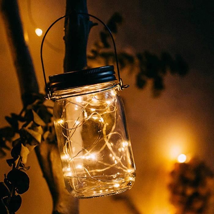 Eclairage De Meuble Pot Mason En Verre Solaire Extérieur Avec Panneau Et Led Intégrés Pour Allumer Ye Lpp80703945Ye