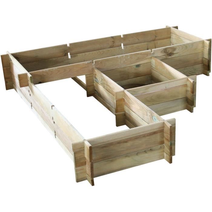 Carré Potager ANGELIC PUZZLE 3 FORMES - Traité Autoclave Classe 3 - (140 x 140 x H40cm)