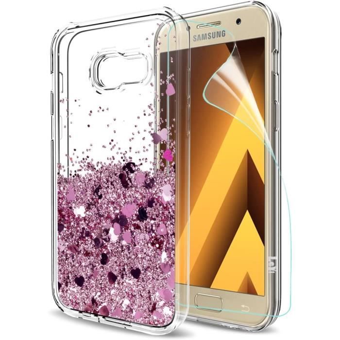Coque Samsung Galaxy A5 2017 A520F Pas A5 2016 avec Film Protection écran Fille Personnalisé Liquide Paillette TransparenteY
