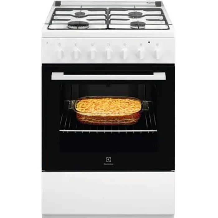 Cuisinière GAZ Electrolux LKK60000W 4 Foyers Gaz + four électrique 60cm Blanc