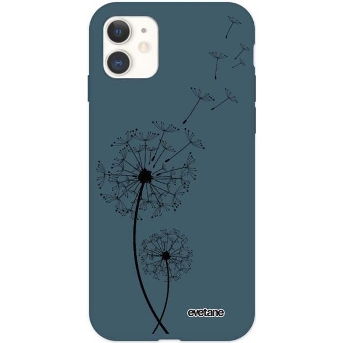 Coque pour iPhone 11 Silicone Liquide Douce bleu nuit Pissenlit Ecriture Tendance et Design Evetane