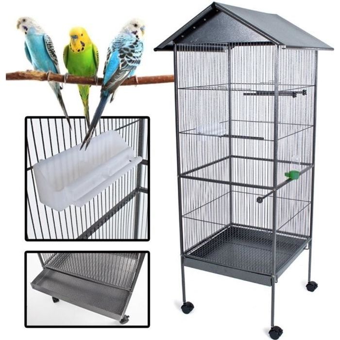 POILS & PLUMES OISEAU Cage à oiseau KUIKUI en métal - Hauteur 155 cm