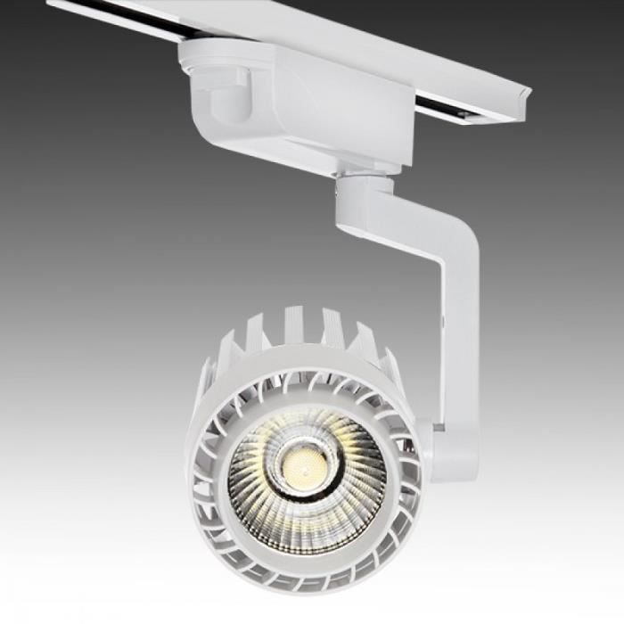 Spot LED Sur Rail Monophasé 30W 2600Lm 30.000H Faith IDI-FC-D-30-CW - Blanc froid - spots - ligne de spots - Greenice