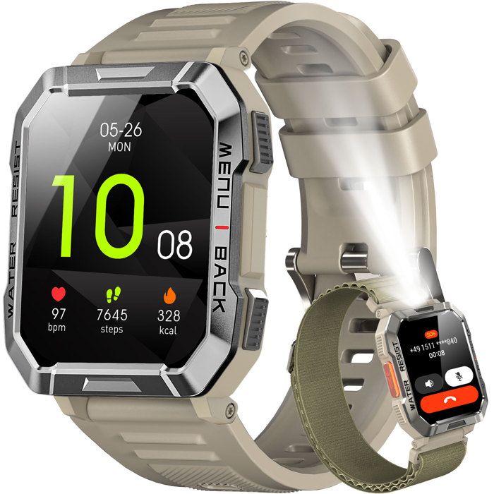 Montre Connectée Homme Femme Blackview R5 Smartwatch de fitness Podomètre Fréquence Cardiaque Oxymètre pour iOS et Android Orange