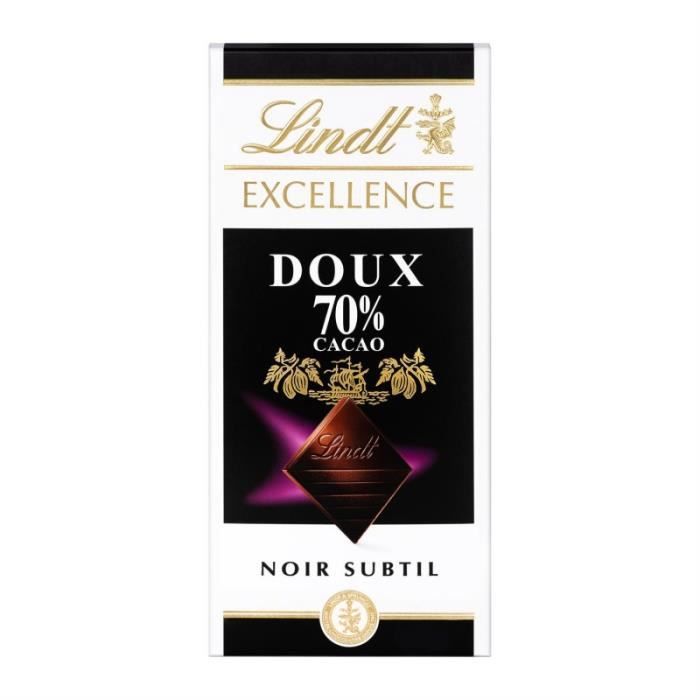 LINDT - Excellence Noir Doux 70% De Cacao 100G - Lot De 4