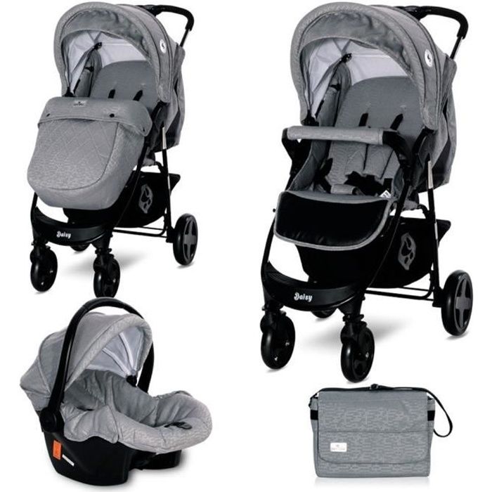 Poussette combinée duo 2 en 1 avec siège auto Basic SET Lorelli gris