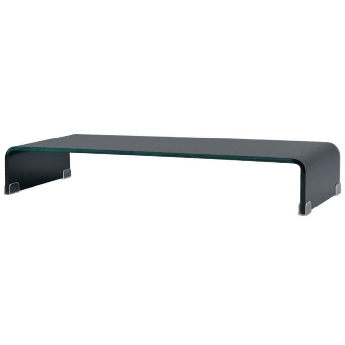 Meuble TV-contemporain Meuble salon Banc TV- Support pour moniteur 80 x 30 x 13 cm Verre Noir