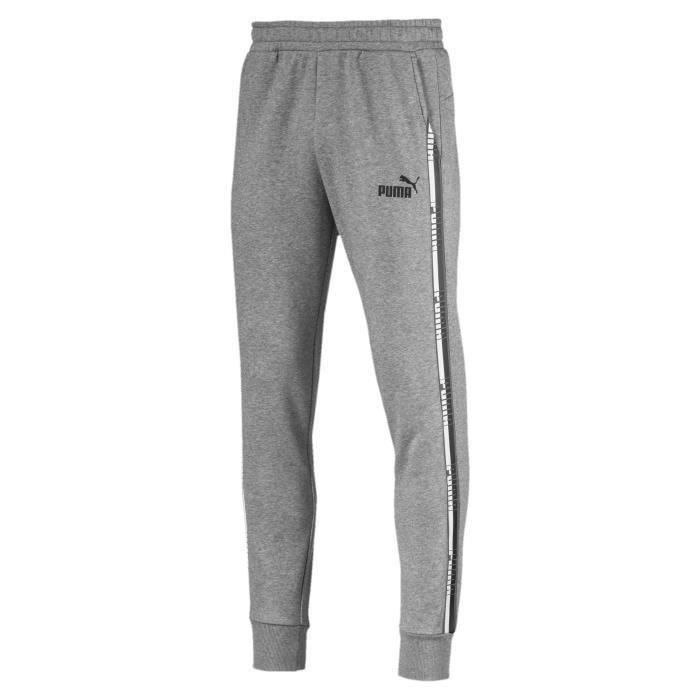 PUMA Tape, Pantalon de survêtement, Gris, S, Athlétique, Training & gym, Drawstring closure