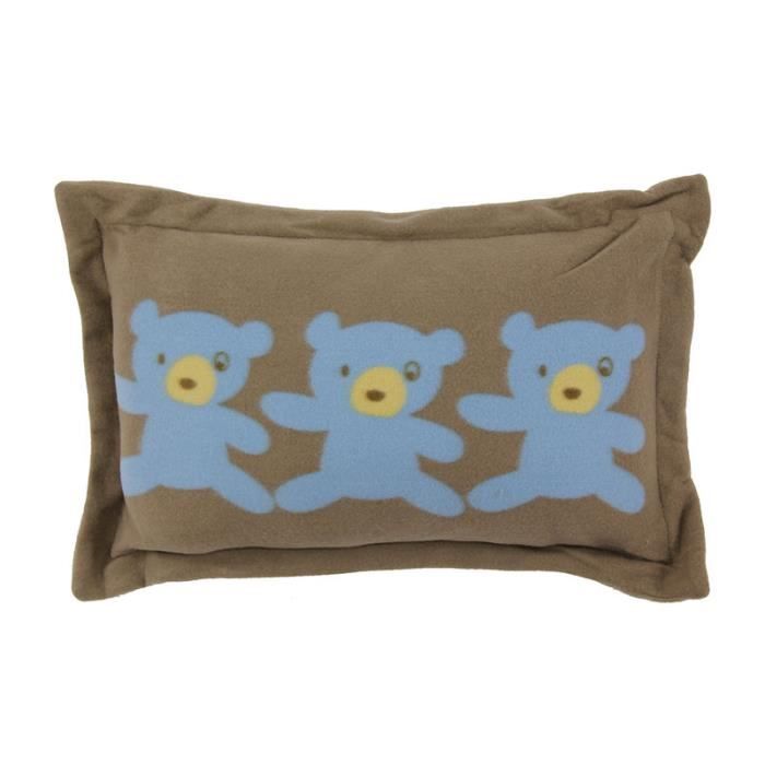 JOY - Coussin déhoussable motifs petits oursons marron 30x50