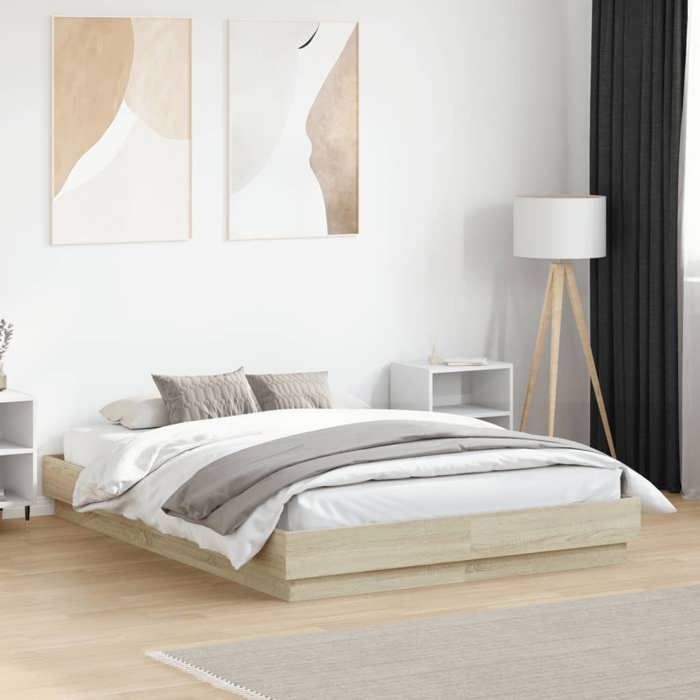 vidaXL Cadre de lit sans matelas chêne sonoma 140x190 cm 3209872