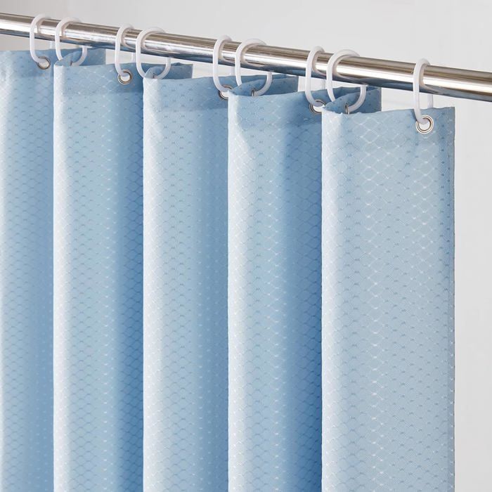 Furlinic Rideau De Bain Bleu Marine,Tissu Polyester,Impermeable,Anti Moisissure,Oeillet Rideaux Douche,Lavable En Machine,150x183 Cm,Semi Transparent