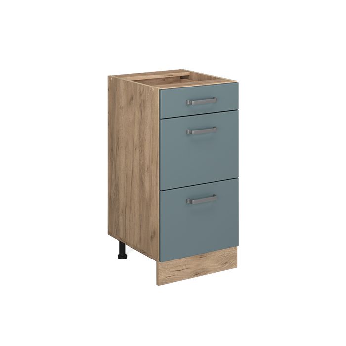 Meuble cuisine R-Line 40cm avec tiroirs sans PT Bleu-gris/Chêne de force doré Vicco 41127
